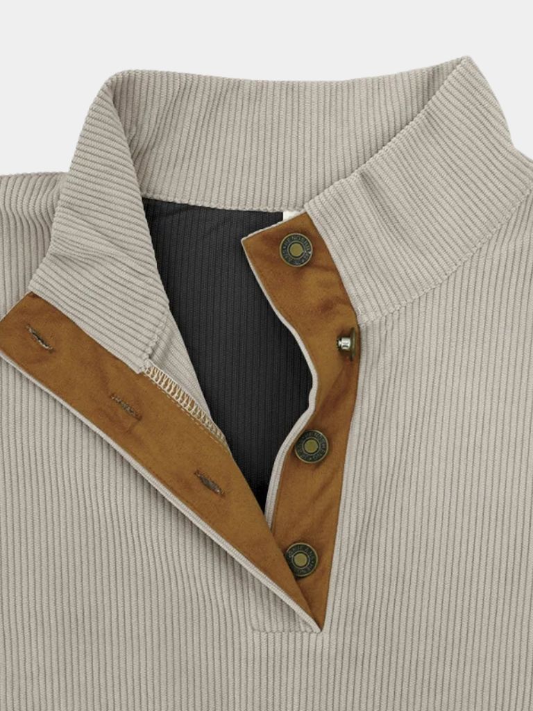 PULLOVER EN CORDUROY À COL HAUT POUR HOMME
